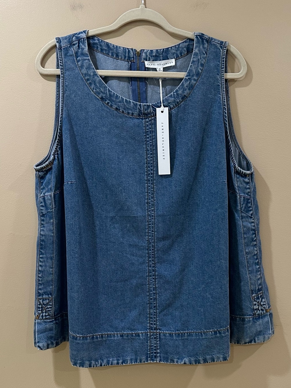 Jane + Delancey Women's Plus 2X  Denim Top Sleeveless Tank Top Chambray Blue